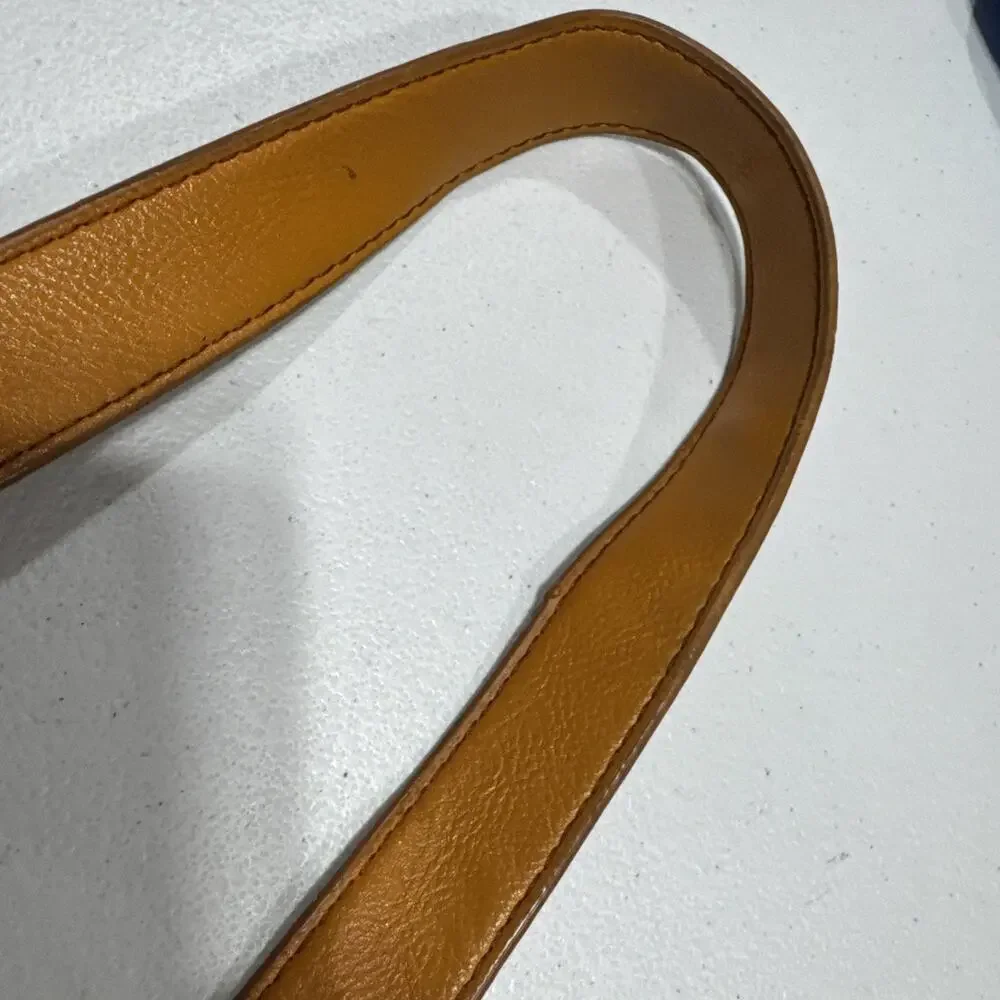 Nine West Large Faux Pebbled Leather Satchel Shoulder Handbag Mustard Yellow